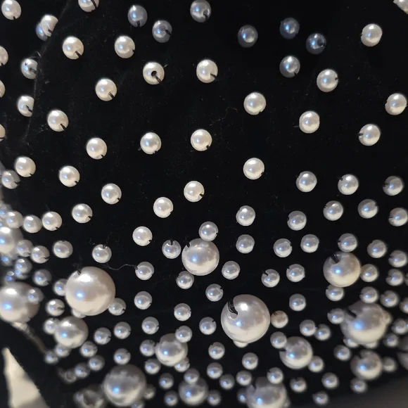 Chico's Faux Pearl & Velvet Crossbody Bucket Bag 💫 - Picture 2 of 12